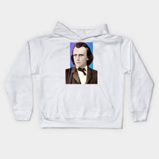 German Composer Johannes Brahms - blue - illustration Kids Hoodie